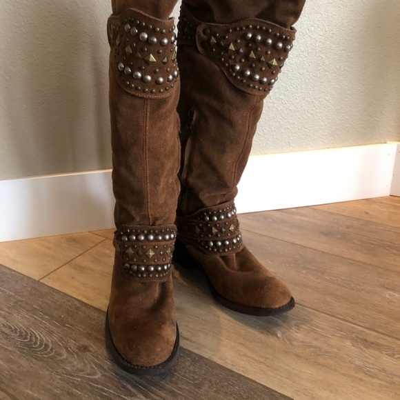 Five Worlds/Sundance Tall Suede Boots size 7 1/2 - EUC Old Gringo style! - Picture 1 of 10